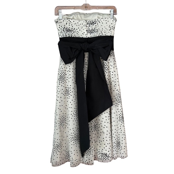 BCBGMAXAZRIA Black and White Polka Dot Strapless Tulle Dress - Picture 3 of 9
